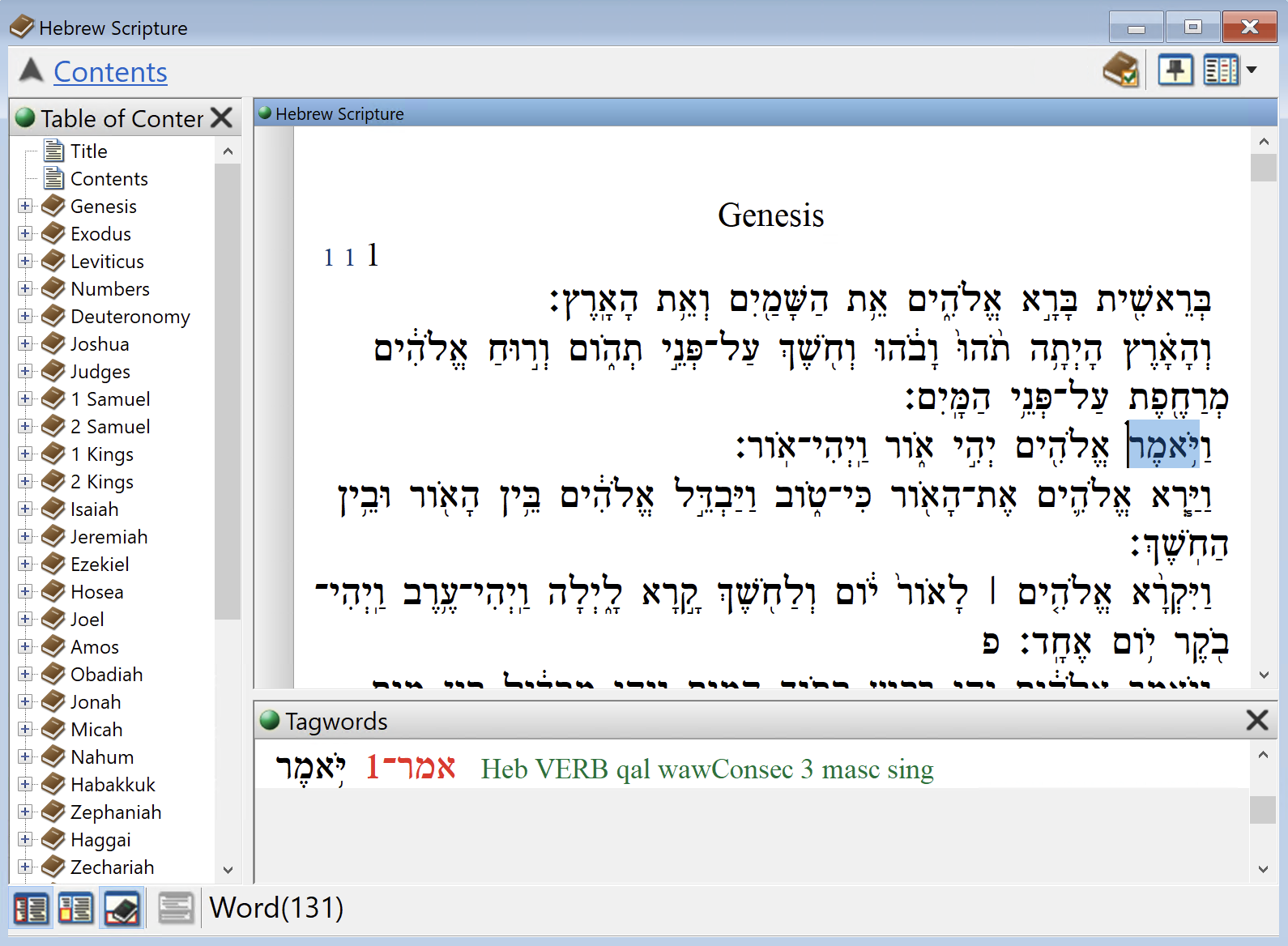 Hebrew Bible tagwords